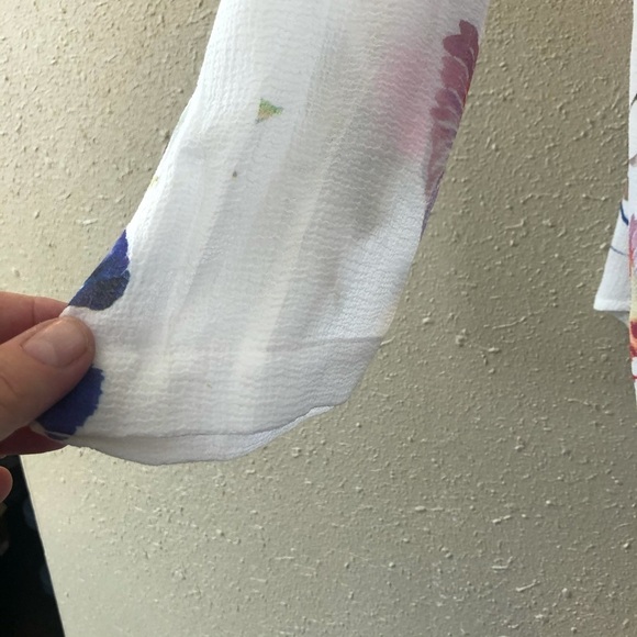 DNA Couture Sheer white blouse w/ Beautiful Bird S - Picture 7 of 10